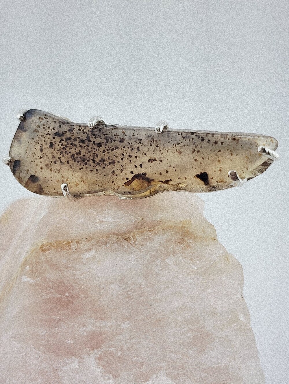 DENDRITIC GEMSTONE RING STATEMENT DESIGN HANDMADE RECYCLED STERLING SILVER 7.5 - Picture 13 of 16